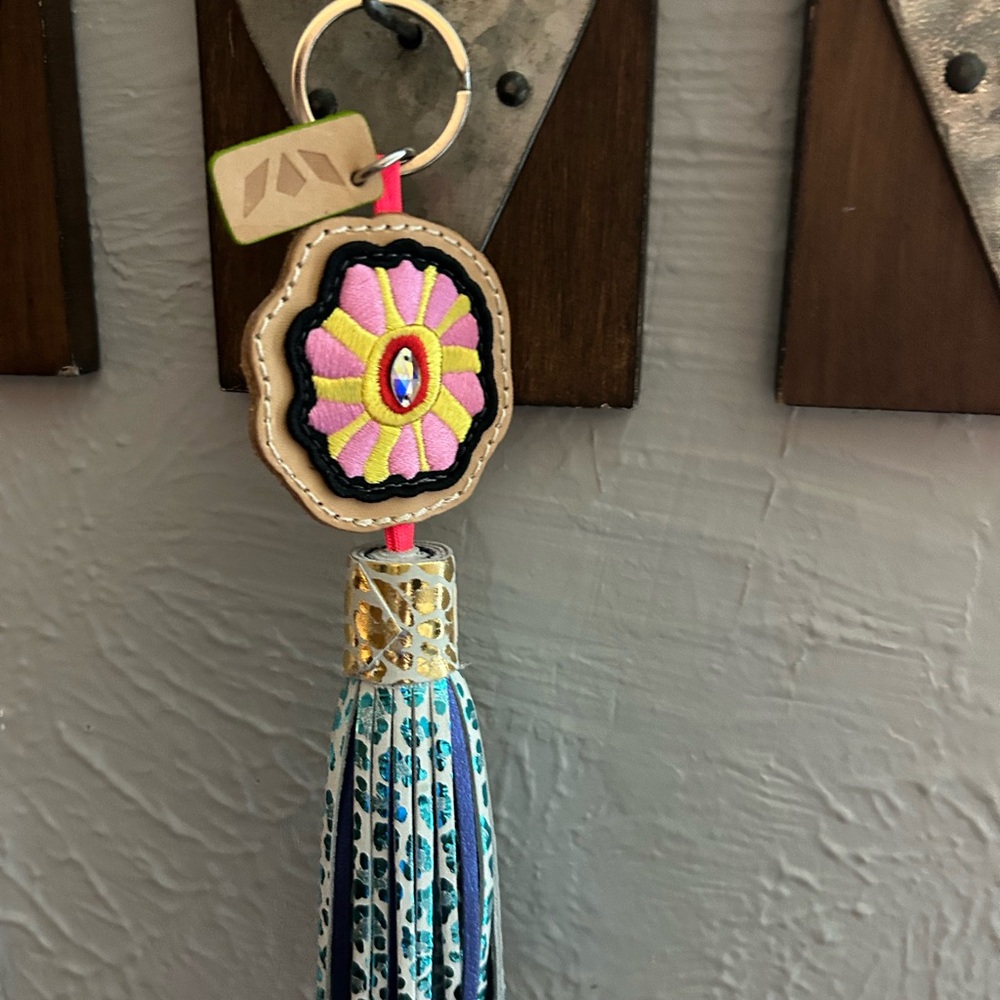 Consuls Floral Embroidered Keychain with Tassel